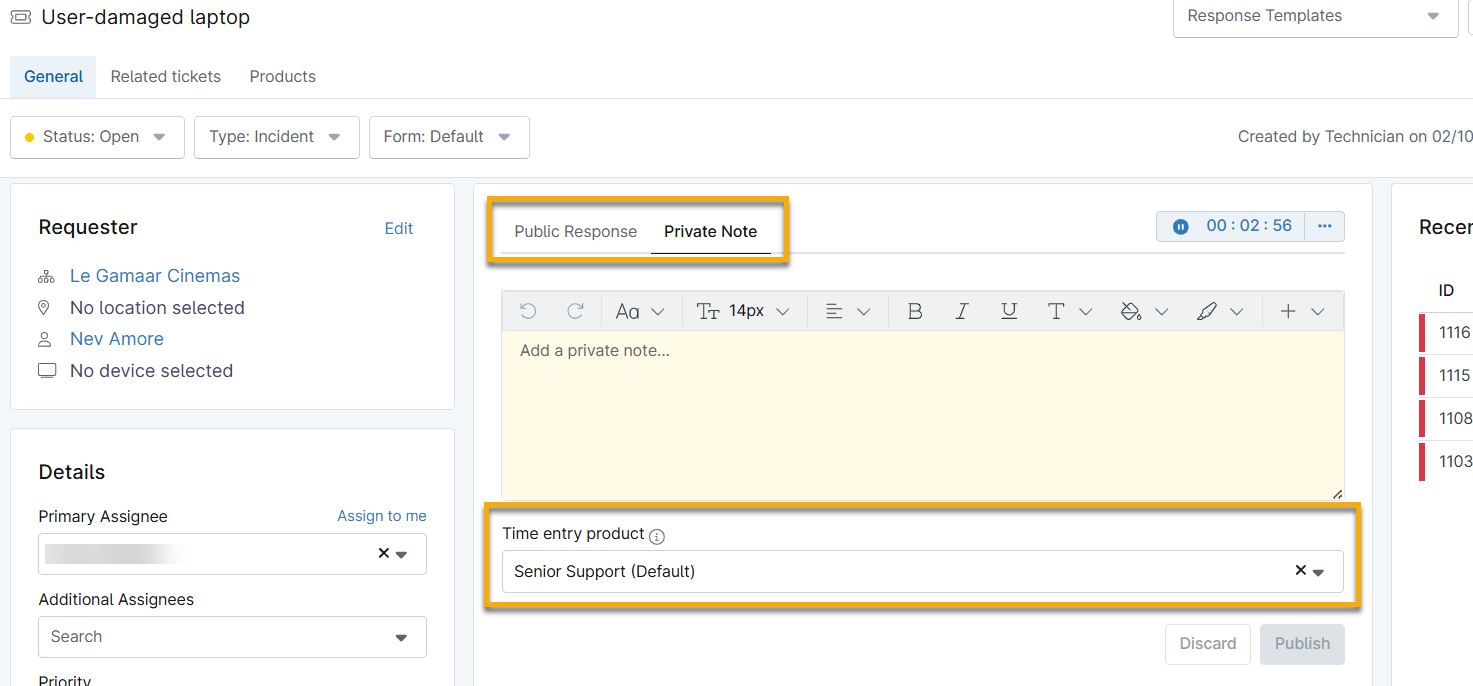 PSA_ticket time entry product_comment.png